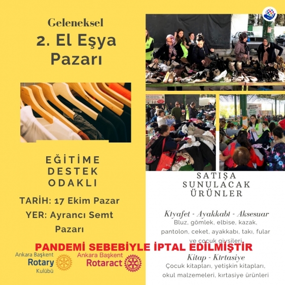 Geleneksel 2nci El Eşya Pazarı PANDEMİ SEBEBİYLE İPTAL EDİLMİŞTİR